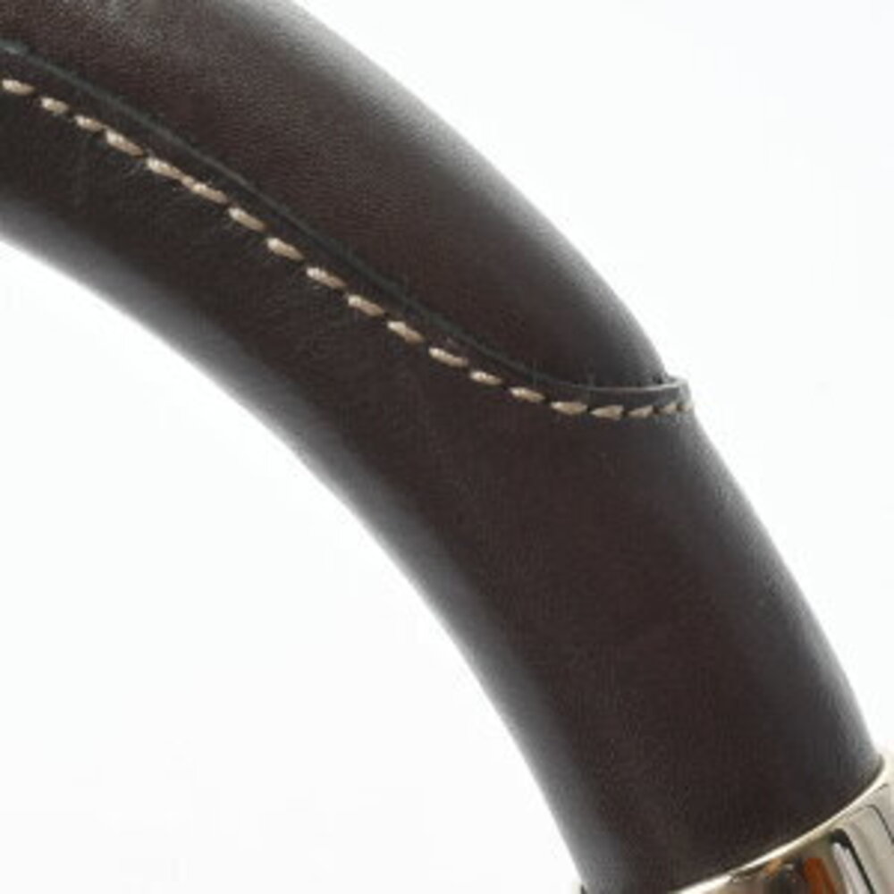 Gucci Bamboo Handbag Beige Ebony Brown Leather GG Canvas Bag - Picture 5 of 9